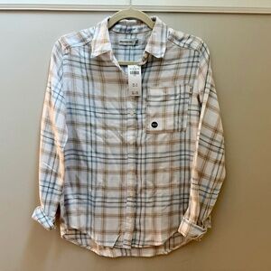 NWT Abercrombie Kids Checkered Button Down Shirt - Blue and Tan, Size 13-14